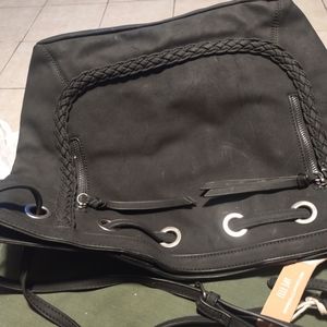 Faux suede tote hand bag